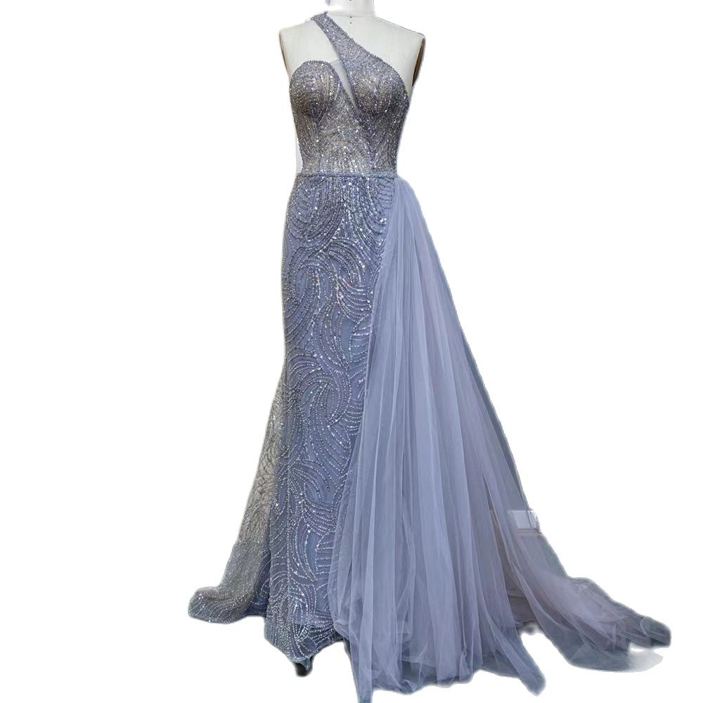 Serene Hill Green Mermaid Elegant With Overskirt Sexy One-Shoulder Evening Dresses Gowns Luxury Beaded 2025 Women Party LA71755 - SERENE HILL