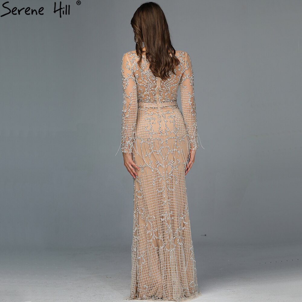 SERNE HILL Dubai Luxury Muslim Tassel Beading Long Evening Dresses Party Formal Gowns For Woman 2025 Plus Size LA60707 - SERENE HILL
