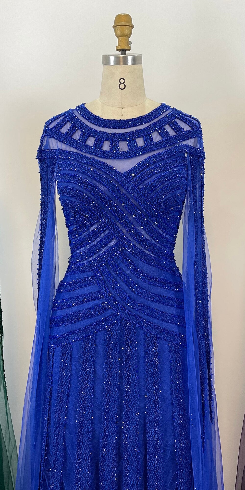 Serene Hill Arabic Purple Elegant Mermaid Cape Sleeves Lace Beaded Evening Dresses Gowns 2025 For Women Wedding Party LA71926 - SERENE HILL