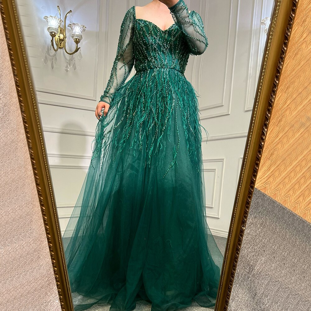 Feathers Black Evening Dresses for Women Wedding Party LA71468 - SERENE HILL