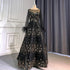 On Sale no return no refund Serene Hill Black A-Line Sexy Evening Dresses Gowns 2025 O-Neck Long Sleeves Feather Luxury For Women Wedding Party LA71480L - SERENE HILL