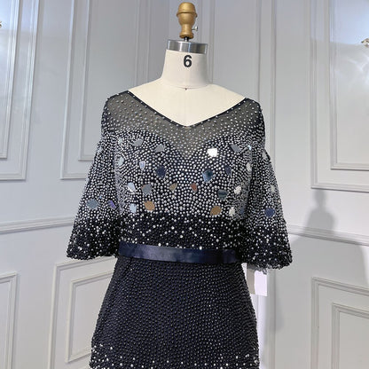 Serene Hill Black Mermaid Kralen Avond Jurken Elegante Luxe Enkellange 2025 Voor Vrouwen Party LA71594 - SERENE HILL