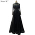 Serene Hill Black Silver A-Line High Neck Evening Dresses Sequined Long Sleeves Sexy Formal 2025 For Women Party LA70066 - SERENE HILL