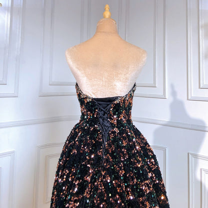 Serene Hill Black Evening Dresses Gowns 2025 Sequin Luxury A-Line For Women Wedding Party LA71523 - SERENE HILL