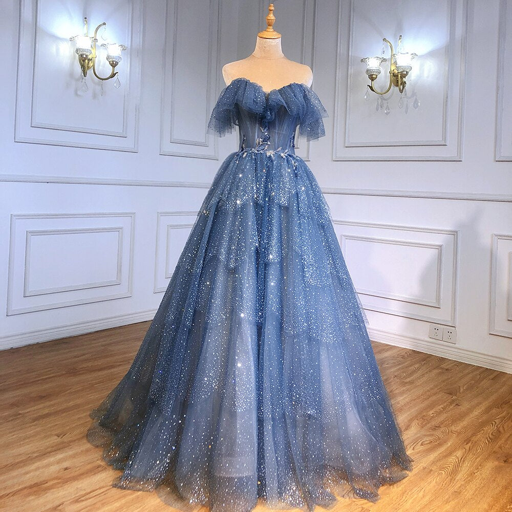 Sparkly Crystal Blue Sweetheart Evening Dress LA71292 - SERENE HILL