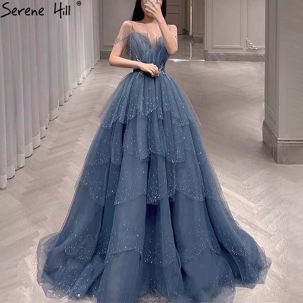 Sparkly Crystal Blue Sweetheart Evening Dress LA71292 - SERENE HILL