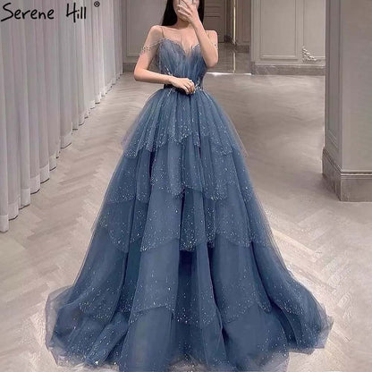 Sparkly Crystal Blue Sweetheart Evening Dress LA71292 - SERENE HILL