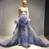 Serene Hill Blue Beaded Feather Evening Dresses Gowns 2025 Mermaid Luxury Elegant Overskirt For Women Wedding Party LA71586 - SERENE HILL
