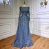Serene Hill Blue Elegant Over Skirt Mermaid Sexy Lace Beaded Luxury Evening Dresses Gowns For Women Muslim Party 2025 LA71833 - SERENE HILL