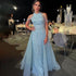 Serene Hill Blue Halter Sleeveless Mermaid Elegant Overskirt Beaded Evening Gown 2025 Formal Party Dresses For Women LA72054 - SERENE HILL