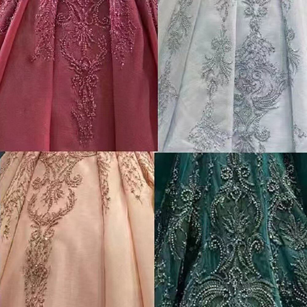 Serene Hill Blue Long Ssleeves Beaded Lace Lace Up Ball Gown Bride Gowns Wedding Dress High End Custom Made 2025 HM222104 - SERENE HILL