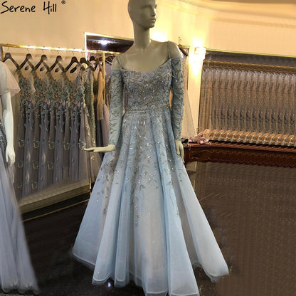 Blue Ball Gown Evening Dresses Arabic LA70812 - SERENE HILL