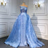 Serene Hill Blue Mermaid Backless Evening Dresses Gowns 2025 Luxury Beaded Elegant Detachable Skirt For Woman Party LA71665 - SERENE HILL