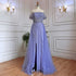 Serene Hill Blue Sexy Boat Neck Split Mermaid Elegant Beaded Arabic Evening Dresses Gowns For Woman Wedding Party 2025 LA71858 - SERENE HILL