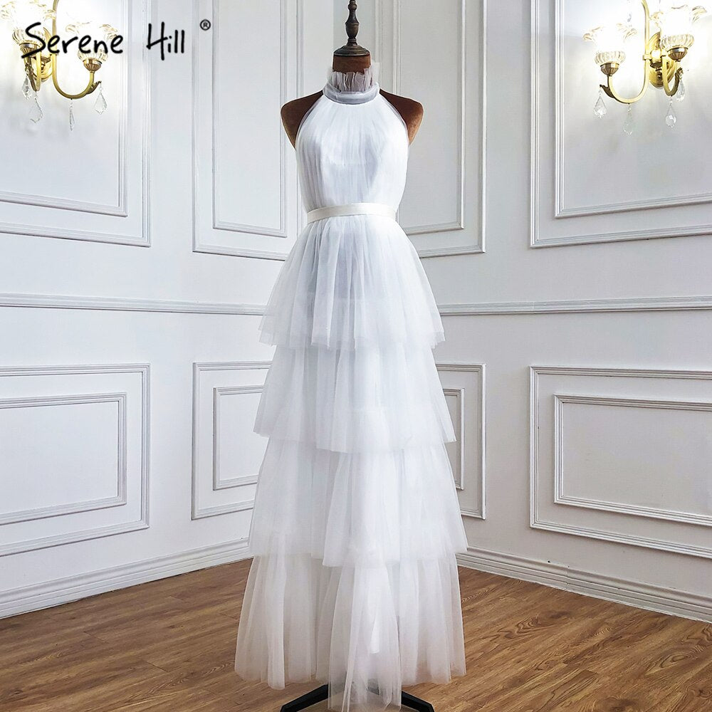 Serene Hill Blush Pink A-Line Evening Dresses Sleeveless Tiered Simple Ankle Length Formal Dress Design 2025 LA70700 - SERENE HILL