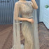 Luxury Brown Beaded Mermaid Evening Dress with Cape Sleeves LA70638 - SERENE HILL