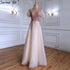 Serene Hill Champagne A-Line Sexy Evening Dresses Gowns 2025 Sparkle Beaded Lace Up For Women Party LA71153 - SERENE HILL