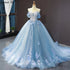 Serene Hill Clear Water Blue Evening Gowns 2025 Sleeveless Handmade Flowers Diamonds Formal Dress HM66706 - SERENE HILL