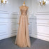 Serene Hill Gold Luxury Cape Sleeves Evening Dresses Gowns 2025 Beaded Mermaid Elegant For Woman Party LA71604 - SERENE HILL