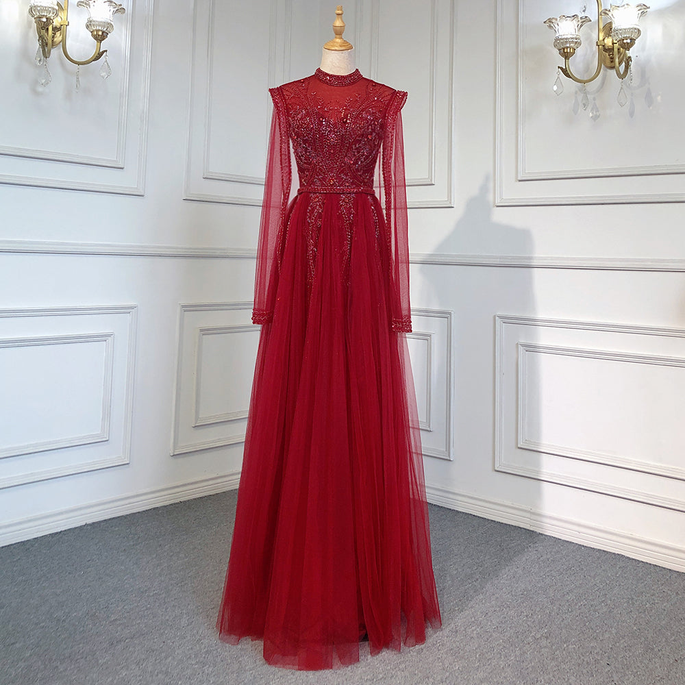 Serene Hill Gold Luxury Cape Sleeves Evening Dresses Gowns 2025 Beaded Mermaid Elegant For Woman Party LA71604 - SERENE HILL