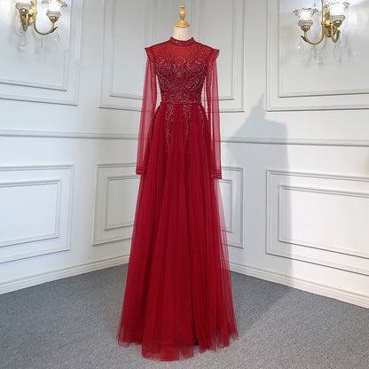 Serene Hill Gold Luxury Cape Sleeves Evening Dresses Gowns 2025 Beaded Mermaid Elegant For Woman Party LA71604 - SERENE HILL