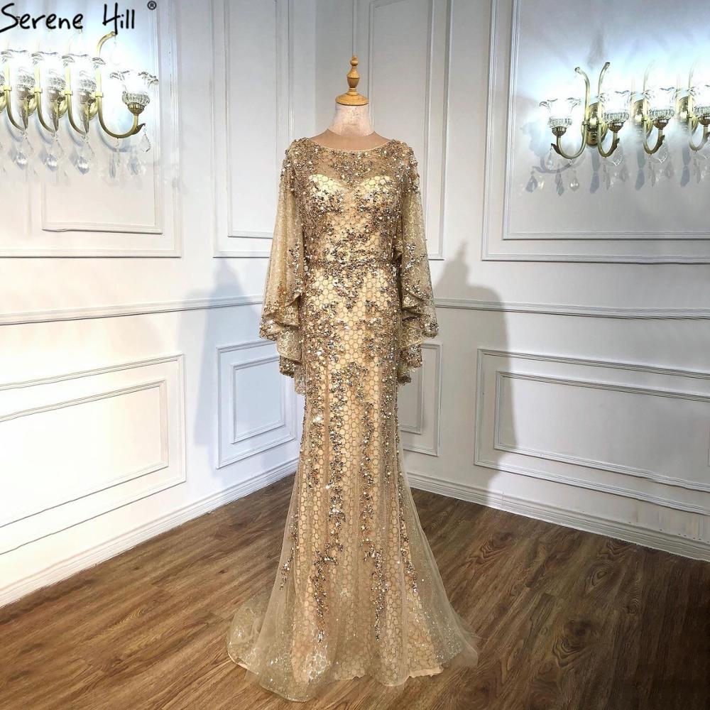 Serene Hill Gold Plus Size Mermaid Elegant Luxury Evening Dresses Gold / 8