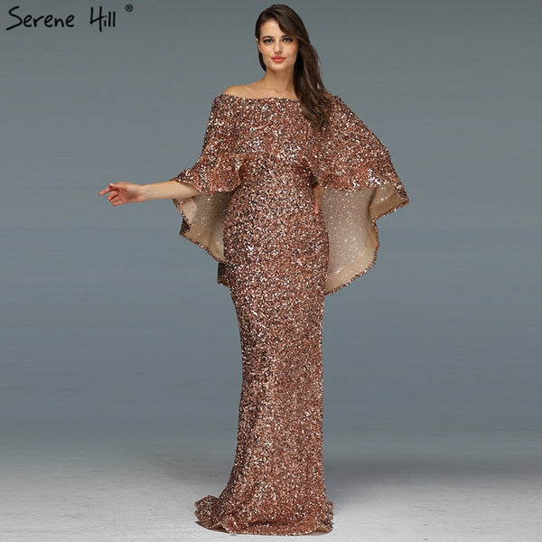 Serene Hill Gold Shawl Luxury Mermaid Dresses Sparkle Evening Gowns LA60919 Evening Dresses  Long  dresses  For Women Party