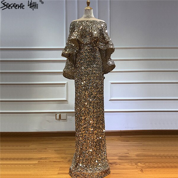 Serene Hill Gold Shawl Luxury Mermaid Dresses Sparkle Evening Gowns LA60919 Evening Dresses Long dresses For Women Party