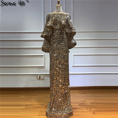 Serene Hill Gold Shawl Luxury Mermaid Dresses Sparkle Evening Gowns LA60919 Evening Dresses Long dresses For Women Party - SERENE HILL