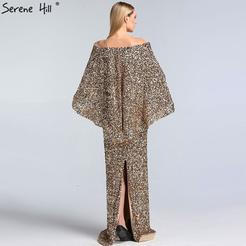 Serene Hill Gold Shawl Luxury Mermaid Dresses Sparkle Evening Gowns LA60919 Evening Dresses Long dresses For Women Party - SERENE HILL