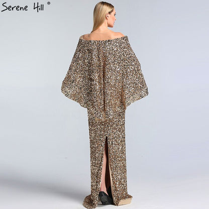 Serene Hill Gold Shawl Luxury Mermaid Dresses Sparkle Evening Gowns LA60919 Evening Dresses Long dresses For Women Party - SERENE HILL