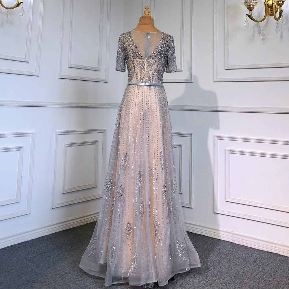 Serene Hill Gold Short Sleeves Evening Dresses Gowns 2025 Luxury SERENE HILL Serene Hill Gold Short Sleeves Evening Dresses Gowns 2025 Luxury SERENE HILL