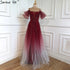 On Sale No Return No Refund Serene Hill Gradual Wine Red A-Line Evening Gowns 2025 Beaded Spaghetti Strap For Women Party LA70776 - SERENE HILL