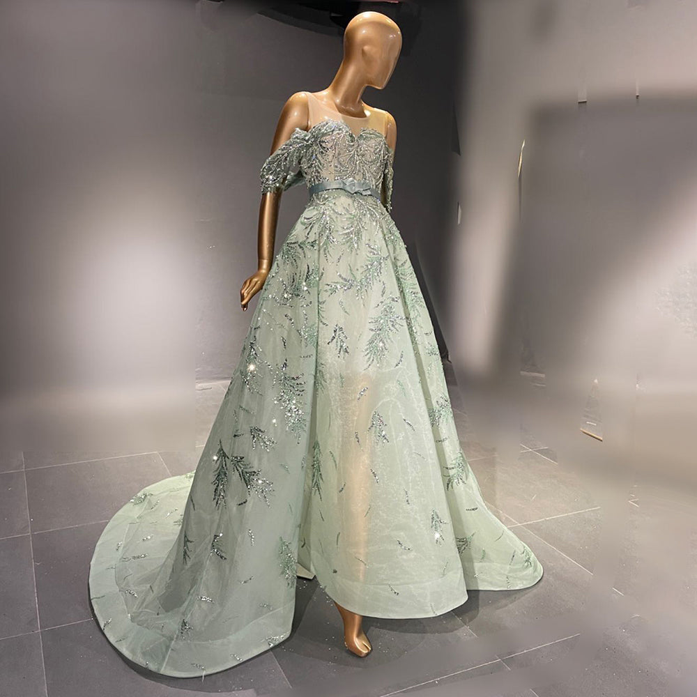 Serene Hill Green A-Line Beaded Evening Dresses Gowns 2025 Luxury Sexy Green / 14