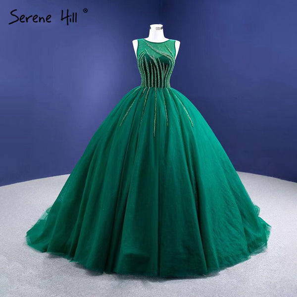 Serene Hill Green A-Line High-end Evening Dresses Gowns 2025 Sleeveless Beaded Sexy For Women Party HM67237