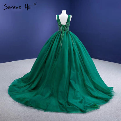 Serene Hill Green A-Line High-end Evening Dresses Gowns 2025 Sleeveless Beaded Sexy For Women Party HM67237 - SERENE HILL