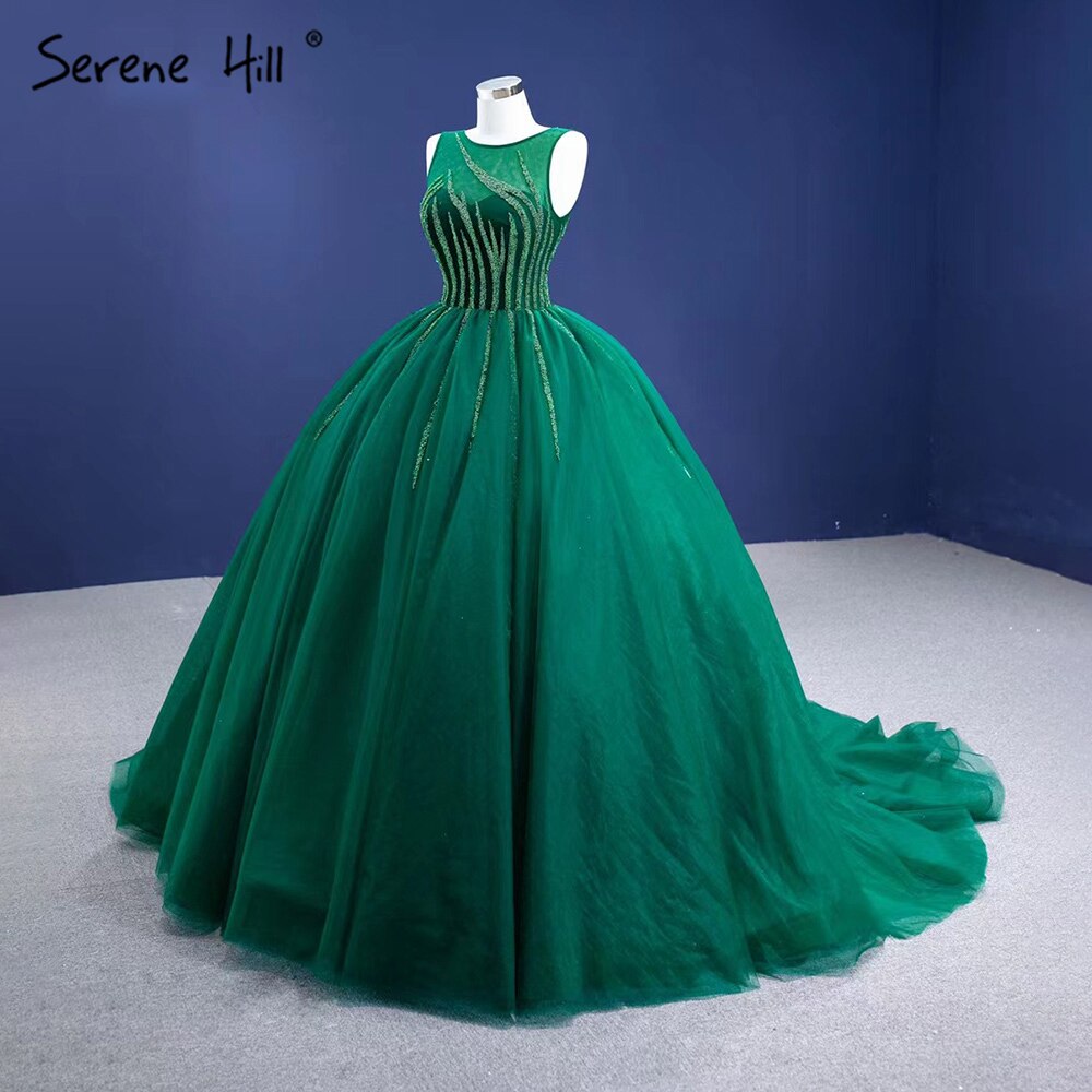 Serene Hill Green A-Line High-end Evening Dresses Gowns 2025 Sleeveless Beaded Sexy For Women Party HM67237 - SERENE HILL