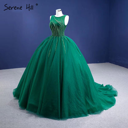 Serene Hill Green A-Line High-end Evening Dresses Gowns 2025 Sleeveless Beaded Sexy For Women Party HM67237 - SERENE HILL