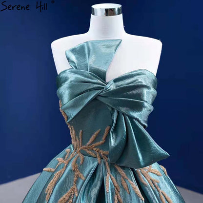 Serene Hill Green Beaded Sexy Wedding Dresses 2025 Bow Lace Up High-end Bridal Dress HM67417 Custom Made - SERENE HILL