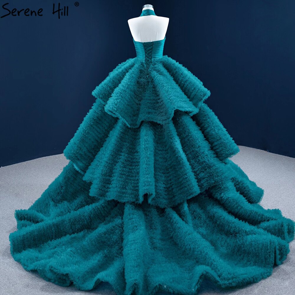 Serene Hill Green Halter Sexy Wedding Dresses 2025 Sleeveless Tiered Lace Up High-end Bridal Dress HM67232 - SERENE HILL