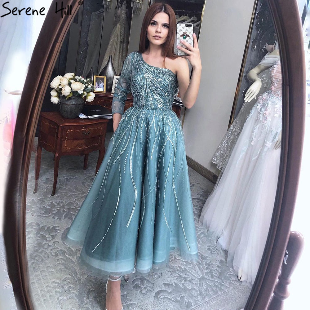 Serene Hill Green Luxury Ankle Length Evening Dresses Gowns 2025 One One arm-black Ankle / 8 Serene Hill Green Luxury Ankle Length Evening Dresses Gowns 2025 One One arm-black Ankle / 8