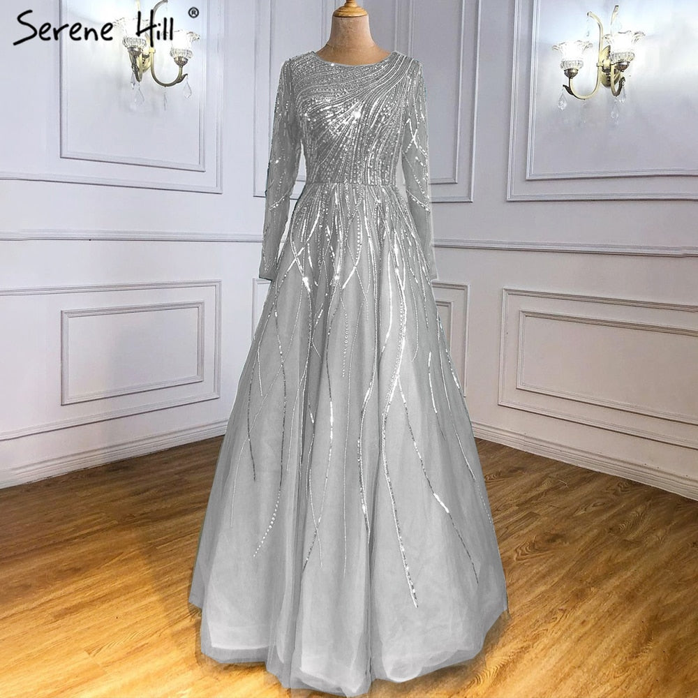 Serene Hill Green Luxury Ankle Length Evening Dresses Gowns 2025 One Shoulder Beading Sexy For Woman Party LA71021 - SERENE HILL