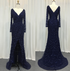 Serene Hill Green Mermaid Elegant V-Neck Pearls Long Sleeves Evening Dresses Luxury Beaded 2025 For Women Wedding Party LA70499 - SERENE HILL