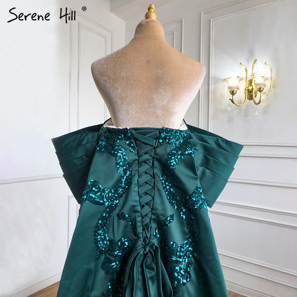 Serene Hill Green Mermaid Luxury Evening Dresses Gowns 2025 Satin Elegant Sexy For Women Party HM67227 - SERENE HILL