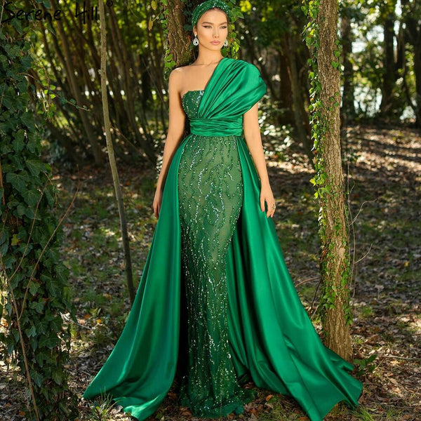 Serene Hill Green Mermaid With Train Evening Dresses Gowns 2025 Luxury Beading Elegant For Women Party LA71108