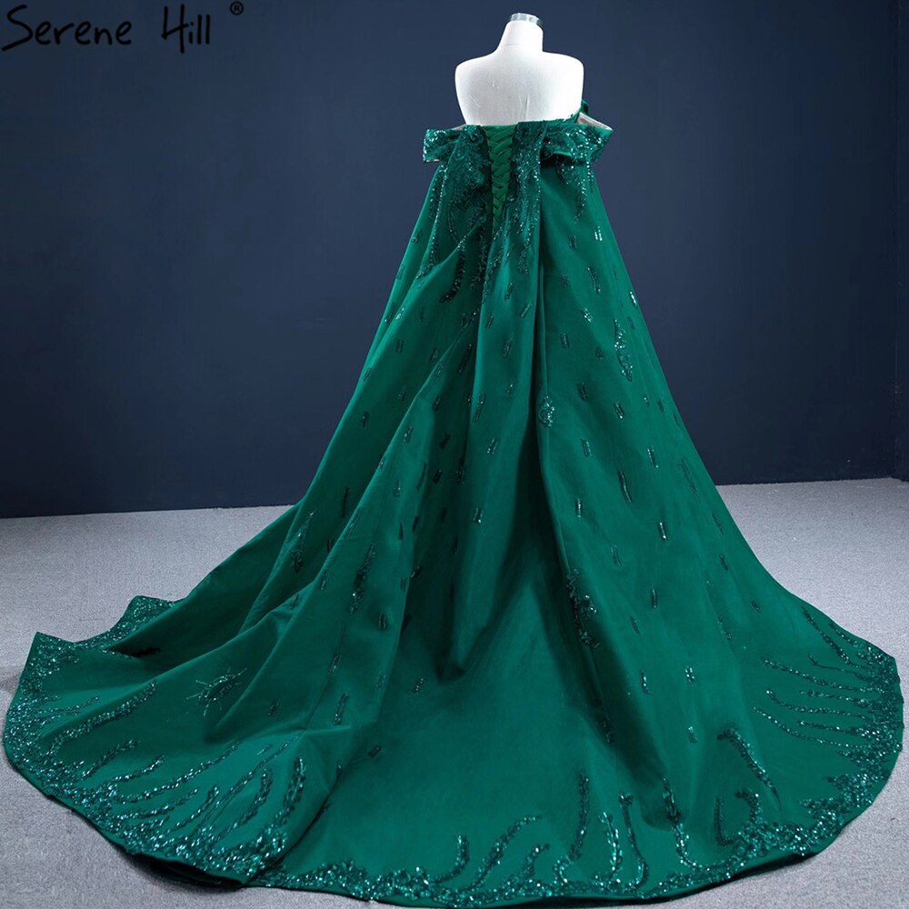 Serene Hill Green With Train Mermaid Evening Dresses Gowns 2025 Satin Elegant Luxury Sexy For Women Party HM67231 - SERENE HILL