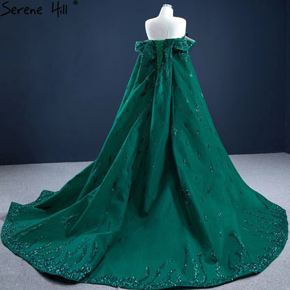 Serene Hill Green With Train Mermaid Evening Dresses Gowns 2025 Satin Elegant Luxury Sexy For Women Party HM67231 - SERENE HILL