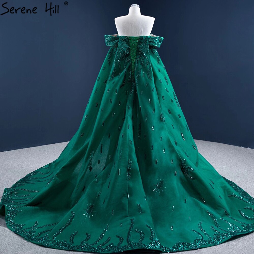 Serene Hill Green With Train Mermaid Evening Dresses Gowns 2025 Satin Elegant Luxury Sexy For Women Party HM67231 - SERENE HILL