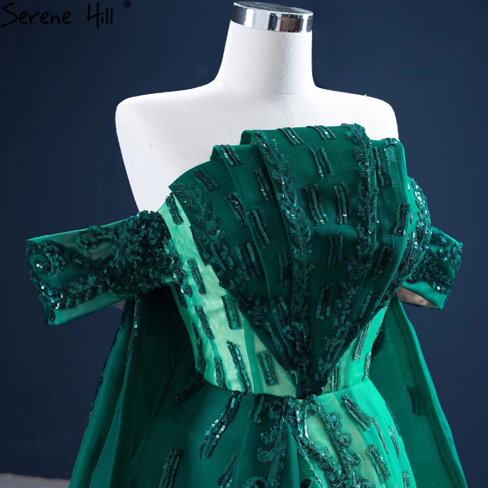 Serene Hill Green With Train Mermaid Evening Dresses Gowns 2025 Satin Elegant Luxury Sexy For Women Party HM67231 - SERENE HILL