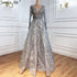 Serene Hill Grey A-Line Luxury Evening Dresses Gowns 2025 Lace Beaded Crystal Sexy For Woman Party LA71171 - SERENE HILL
